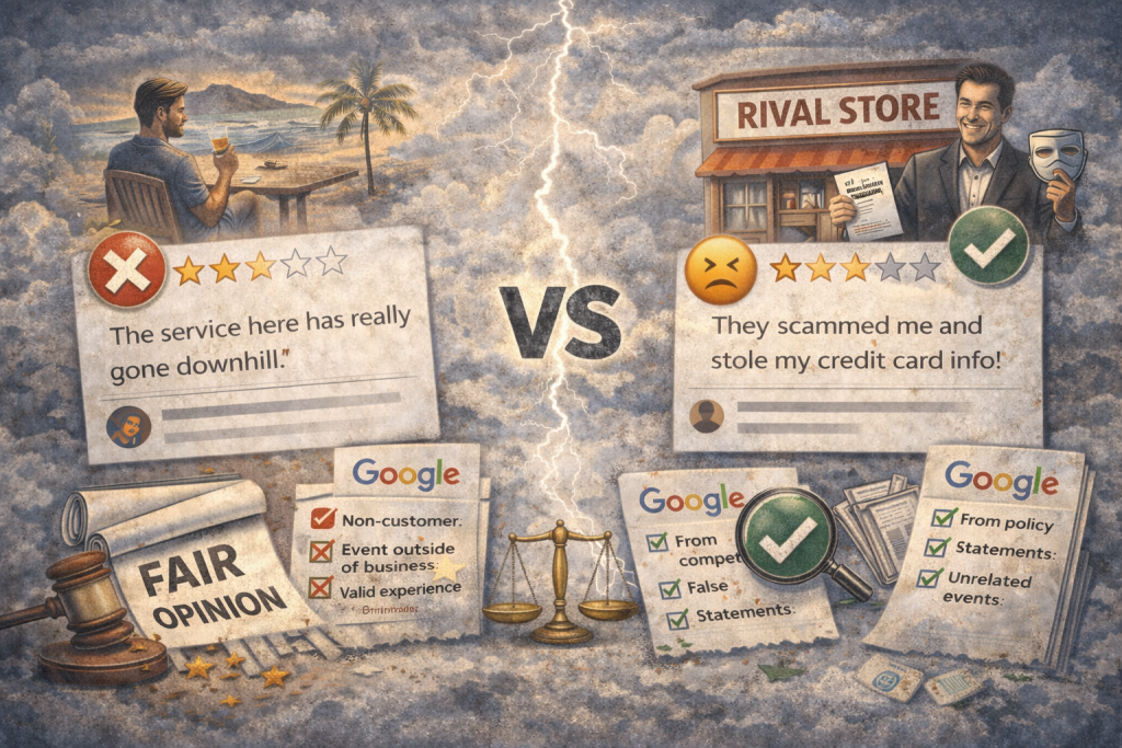 Unfair reviews vs fake complaints