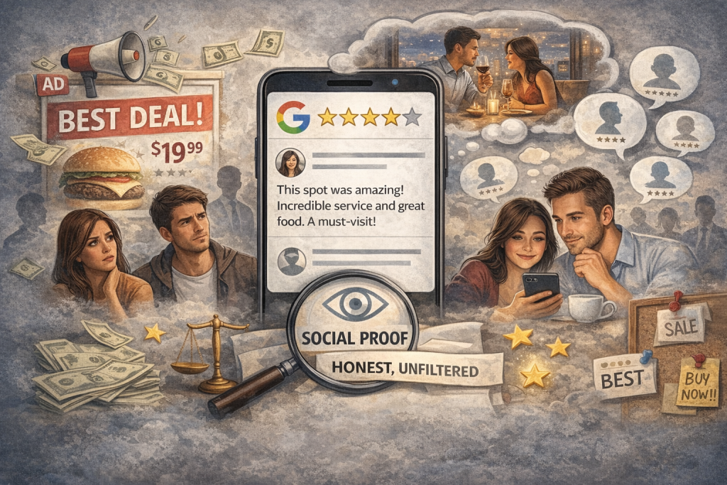 Visual explaining the psychology behind trusting online reviews
